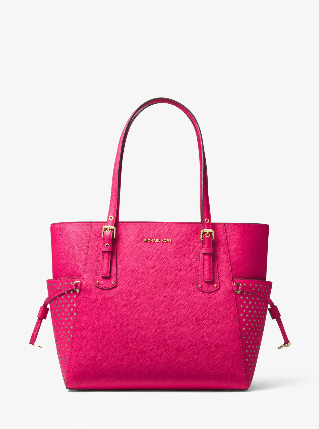 Michael Kors Voyager Small Saffiano Leather Tote Bag in Ultra Pink ...