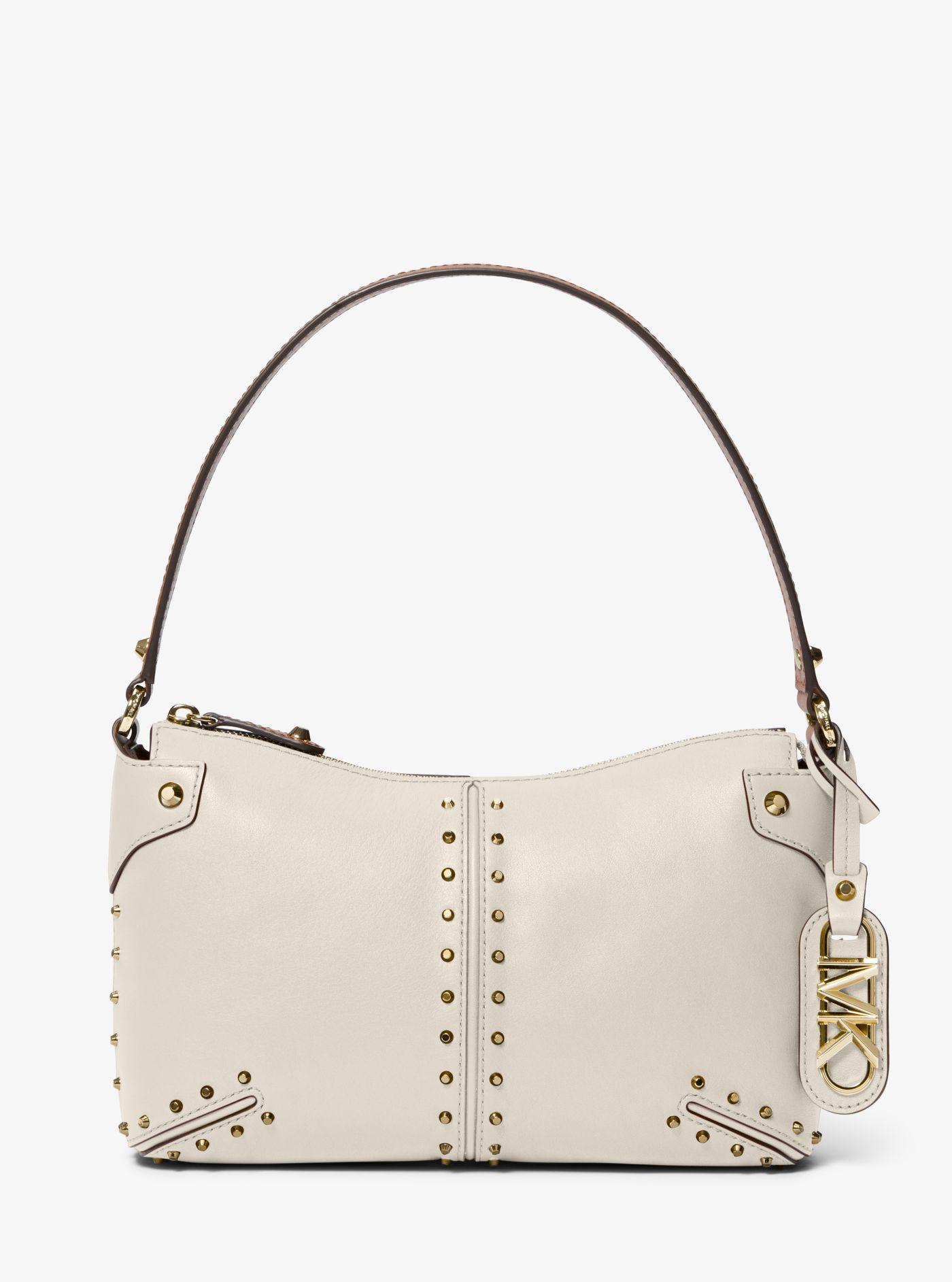 Michael Kors Astor Large Studded Leather Shoulder Bag in Natural Lyst