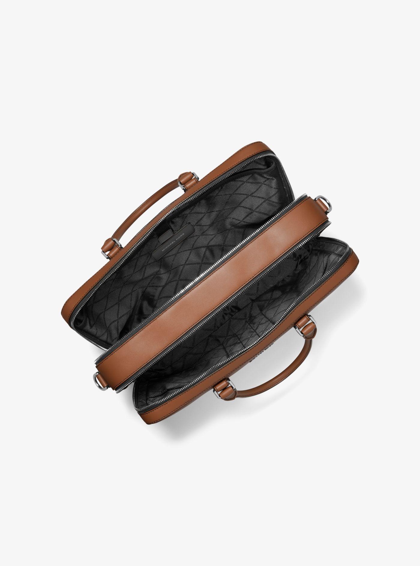 Michael Kors Hudson Logo And Leather Double-gusset Briefcase in