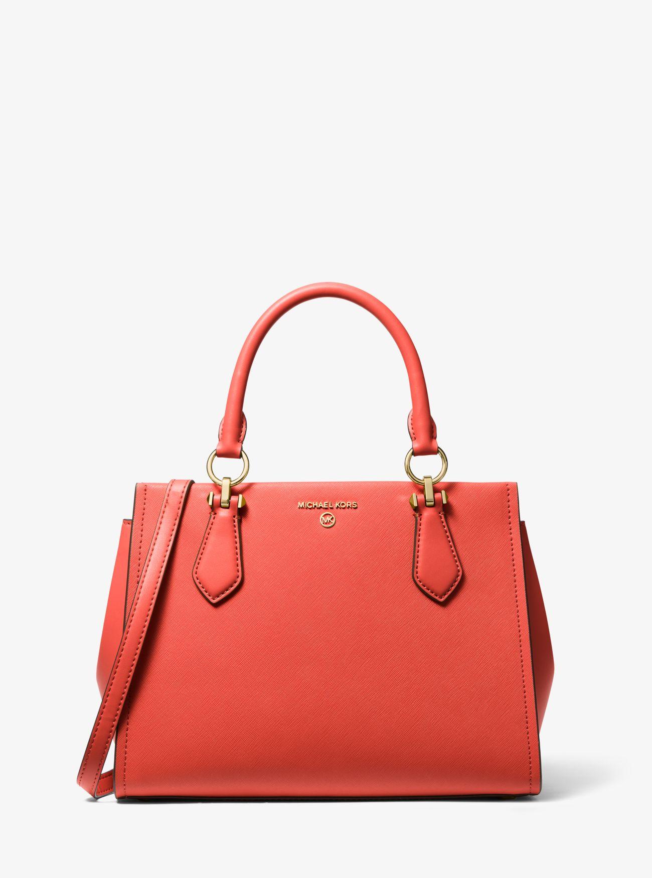 Michael Kors Marilyn Medium Saffiano Leather Satchel in Red Lyst UK