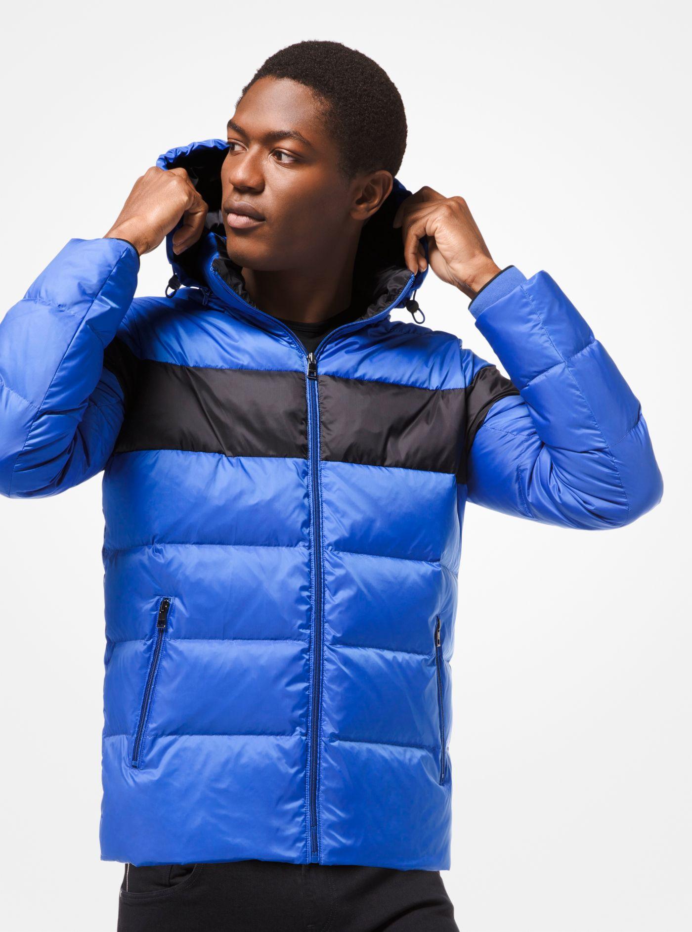 Michael Kors Synthetic Color-block Nylon Puffer Jacket in Sapphire (Blue)  for Men - Lyst