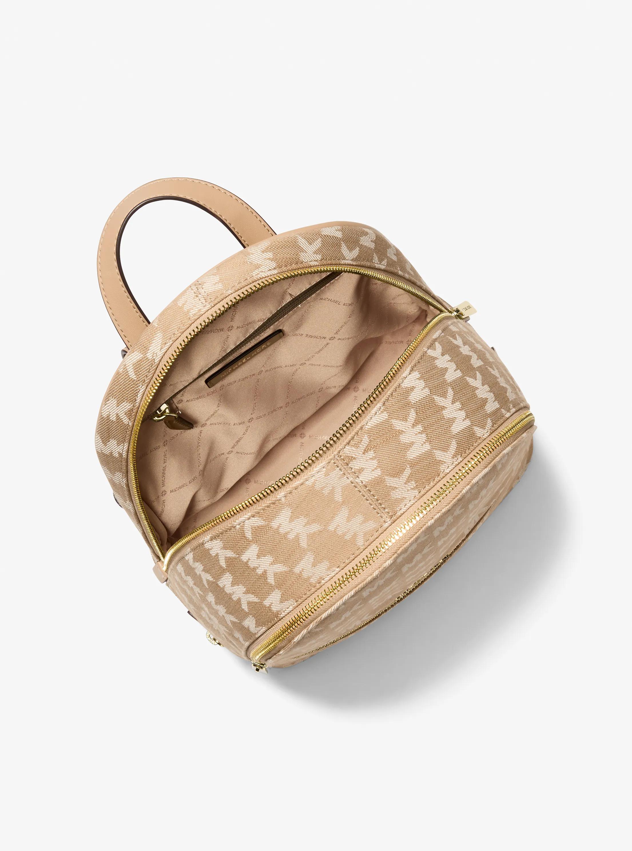 Michael Kors Rhea Medium Logo Jacquard Denim Backpack in 