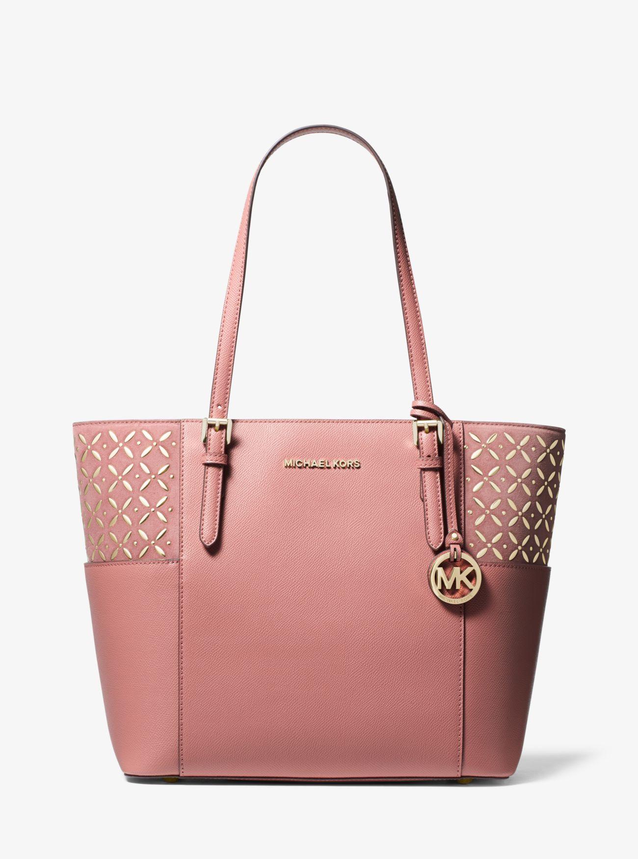 jet set large embellished leather tote