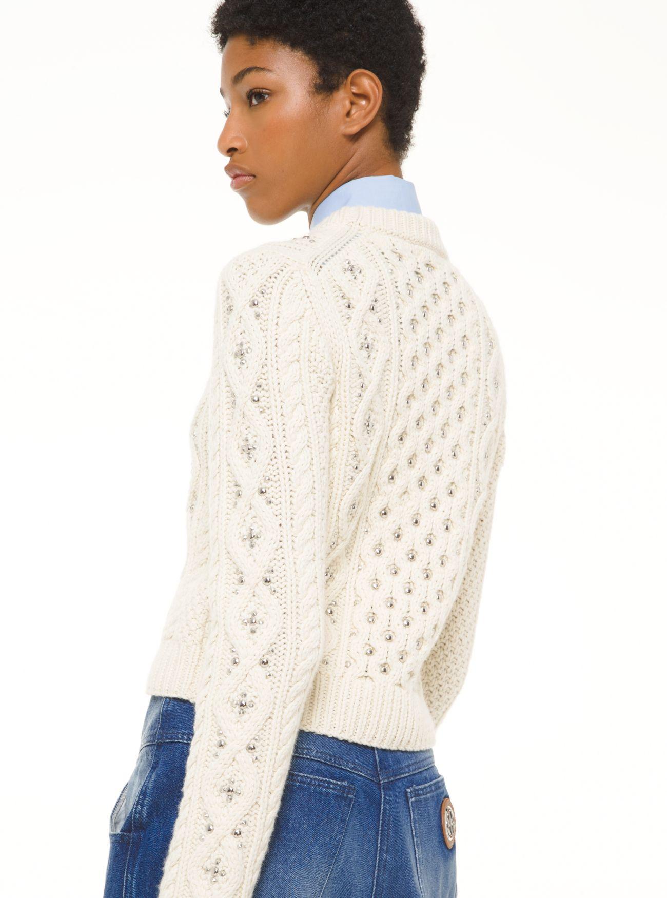 Michael Kors Cashmere Studded Cableknit Sweater Save 40 Lyst