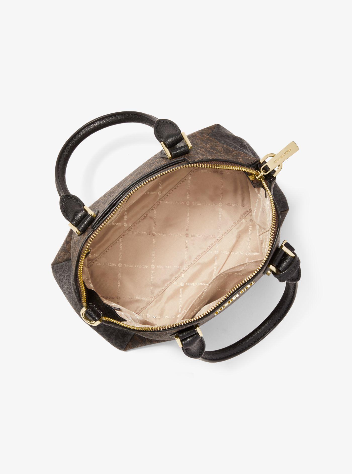 Michael Kors Coraline Medium Logo And Leather Messenger Bag in Brown | Lyst
