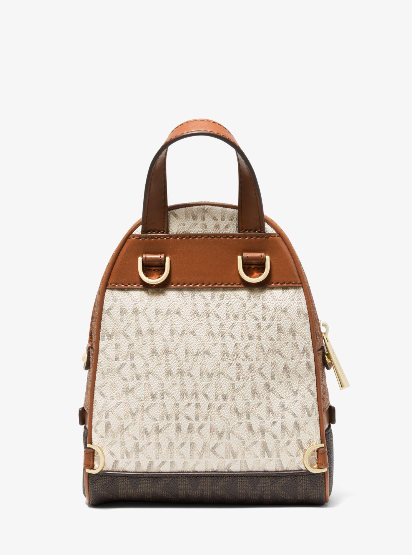 Michael Kors Rhea Women Color-Block Logo Zip Pocket Backpack‎ Monogram Leather Michael Kors Rhea Zip Medium Backpack main image 2