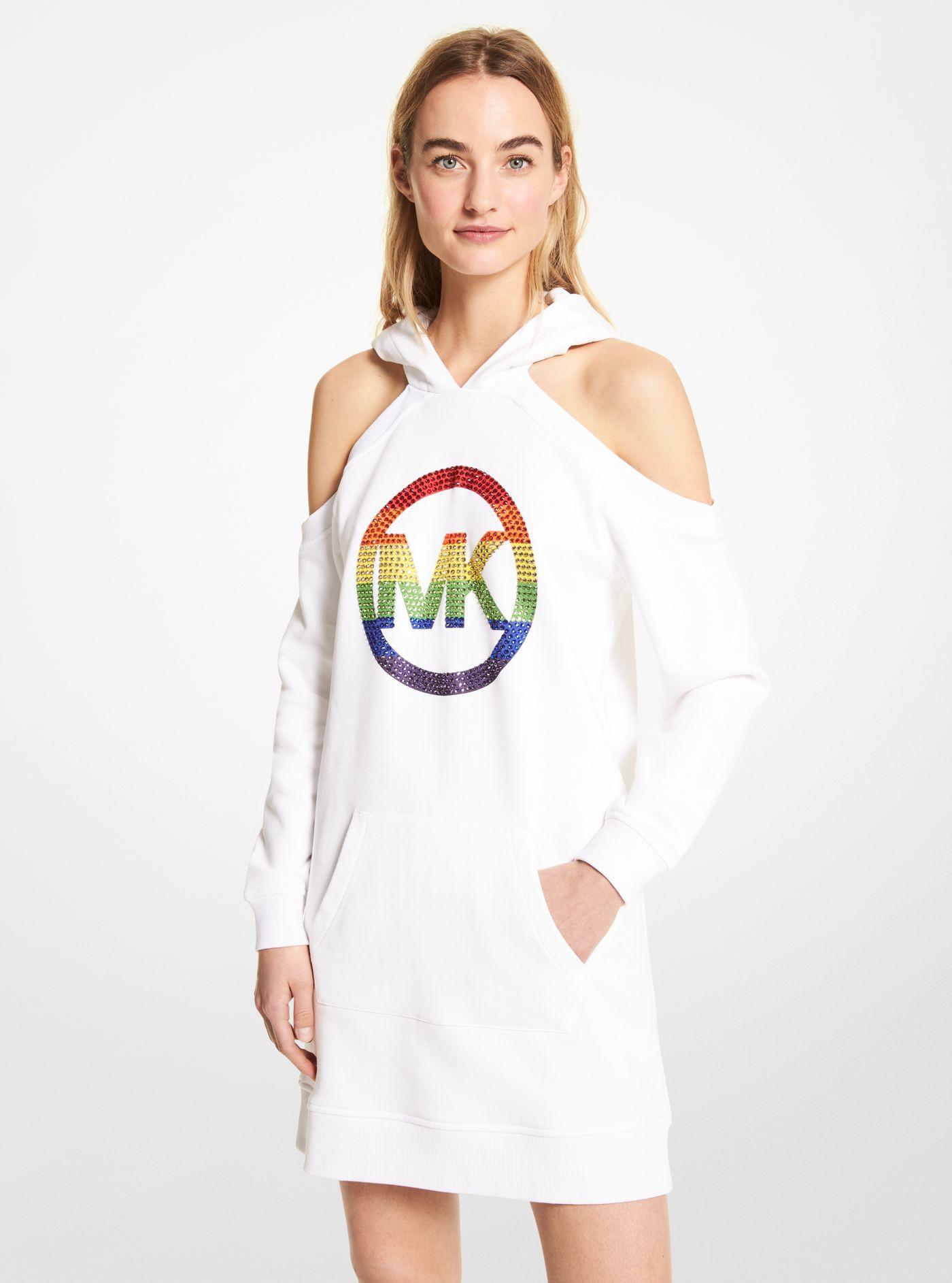 Michael Kors Pride Embellished Logo Organic Cotton Terry Hoodie 
