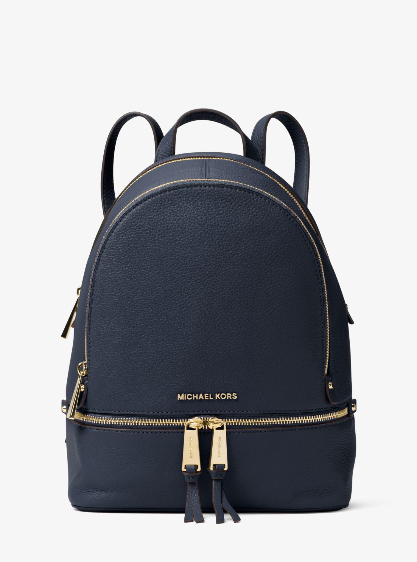 Michael Kors Rhea Medium Leather Backpack in Blue - Lyst