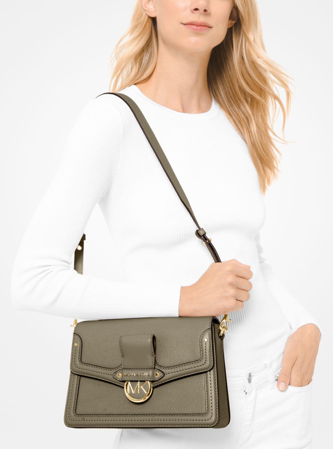 Michael Kors Jessie Medium Pebbled Leather Shoulder Bag in Green Lyst