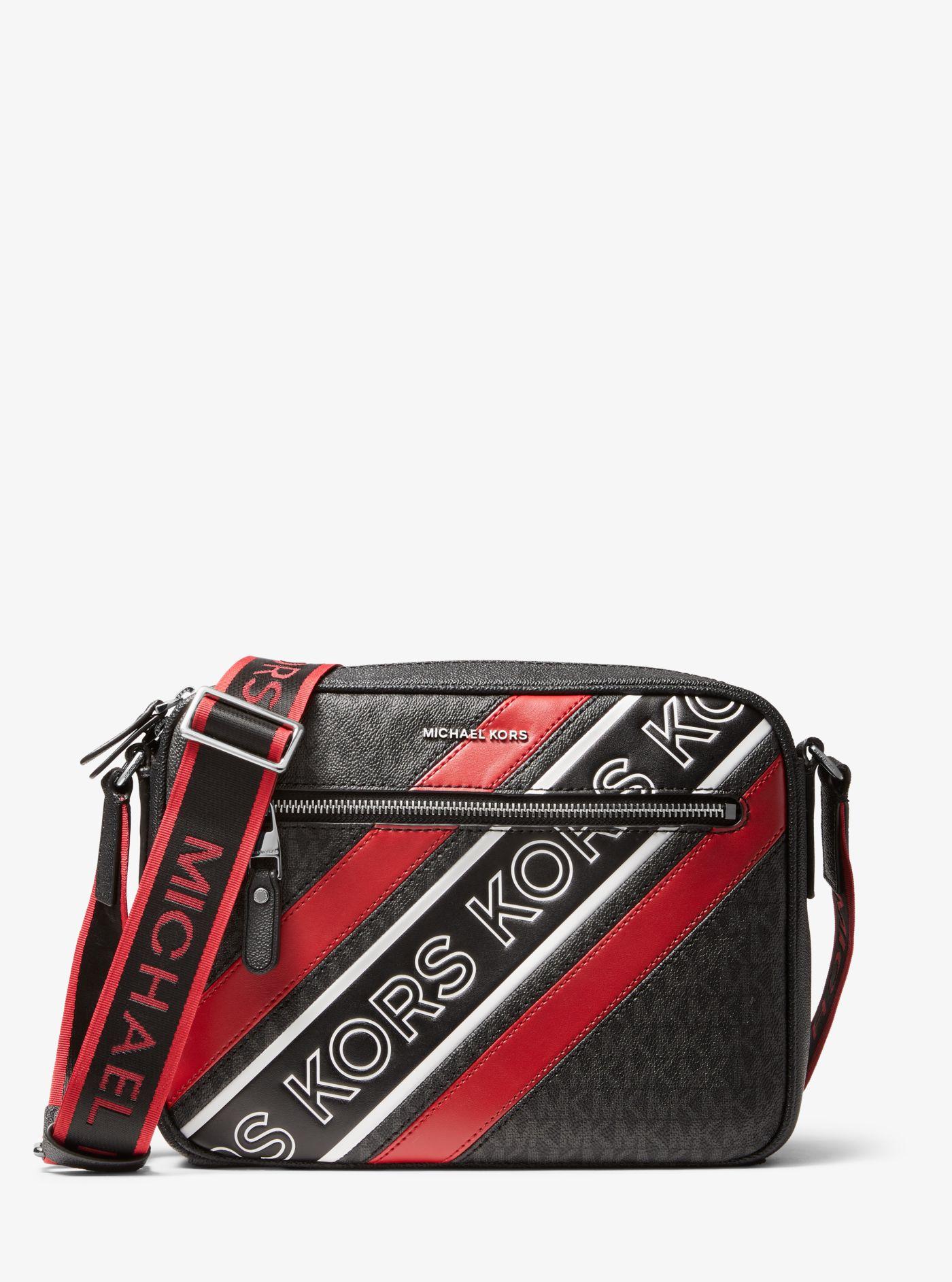Michael Kors Hudson Logo Embossed Stripe Camera Bag in Black for Men | Lyst  Australia
