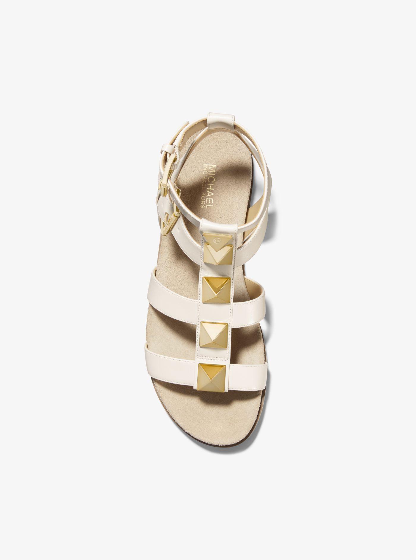 Michael Kors Wren Studded Leather Sandal in Natural | Lyst