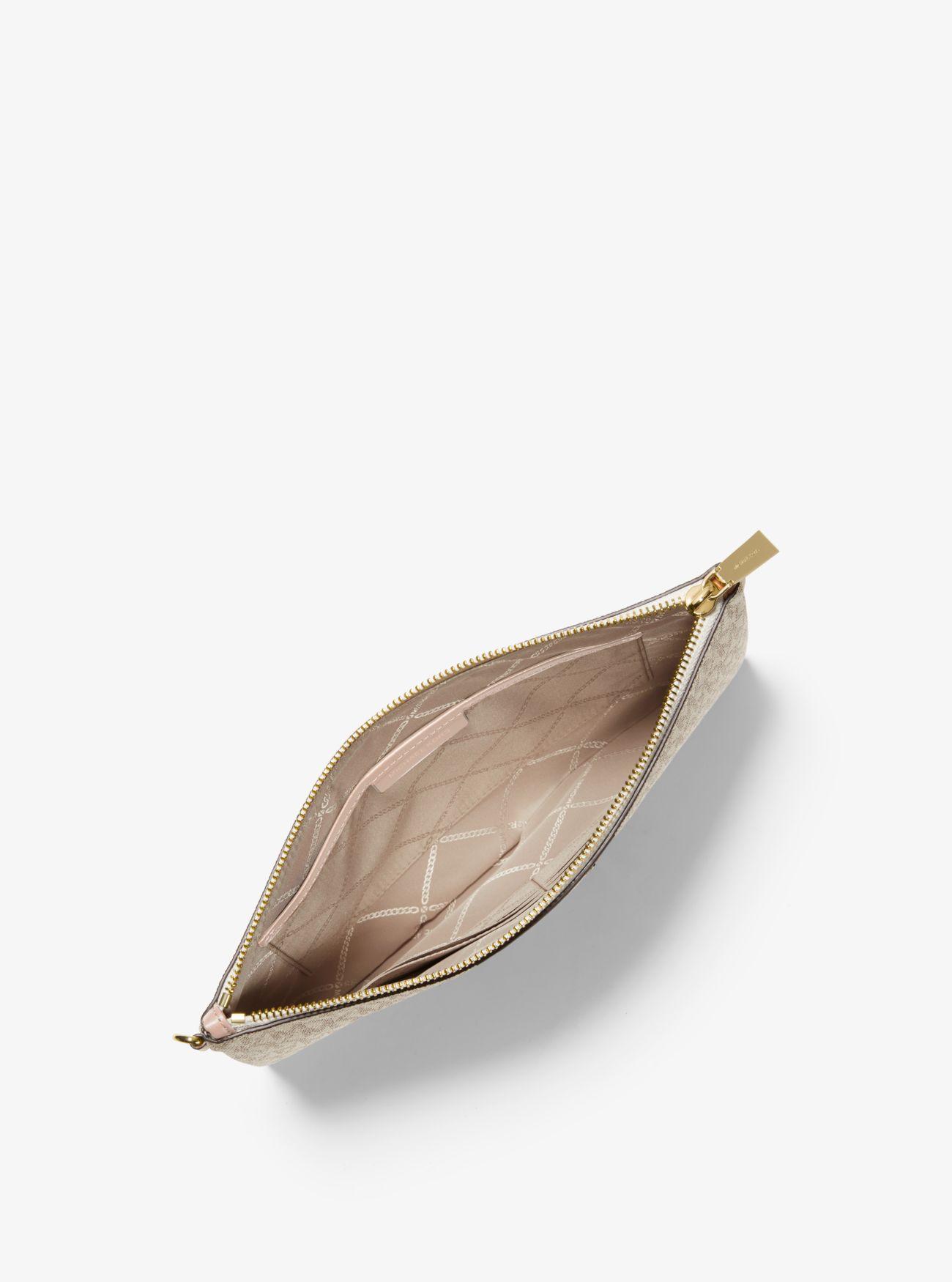 large logo stripe zip pouch