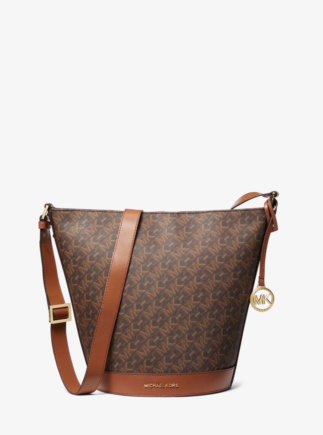 MICHAEL Michael Kors Mk Townsend Medium Empire Signature Logo Messenger Bucket Bag in Brown Lyst UK