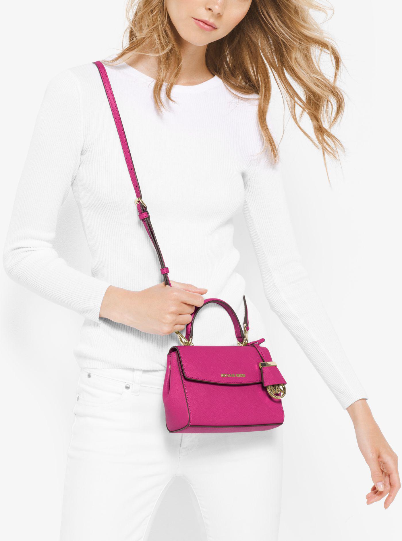 Michael Kors Ava Extra-small Saffiano Leather Crossbody in Raspberry (Pink) Lyst
