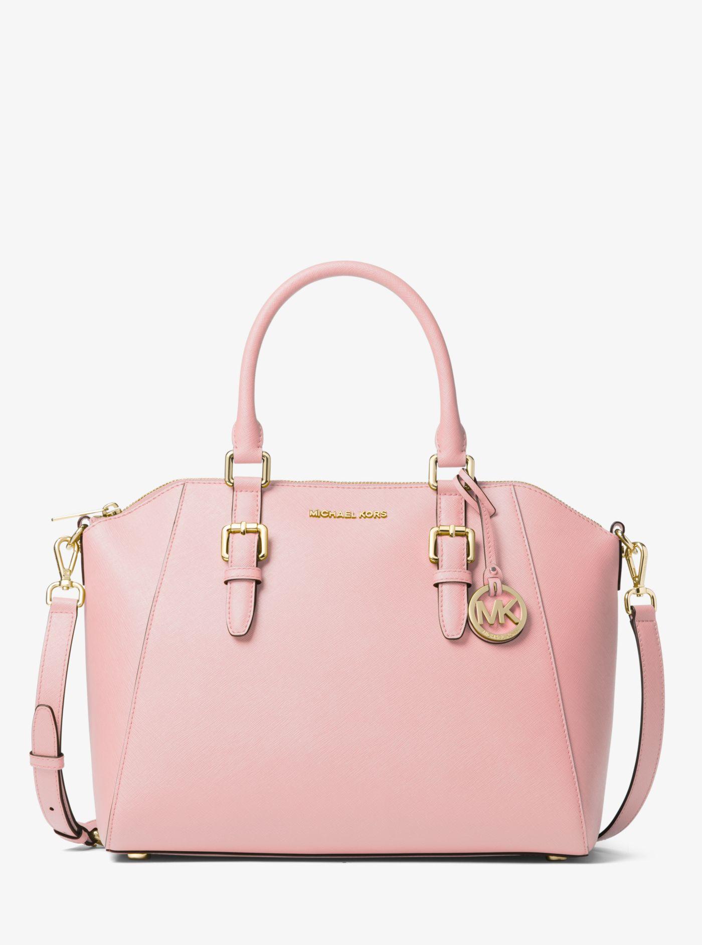 Michael Kors Ciara Large Saffiano Leather Satchel in Pink | Lyst Canada