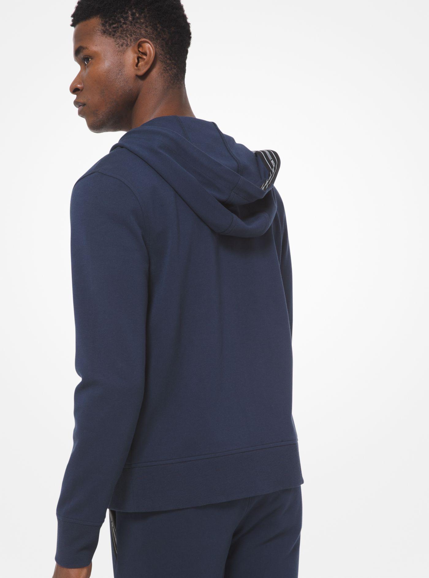 Michael Kors Logo Tape Cotton Blend Zip-up Hoodie in Midnight (Blue) - Lyst