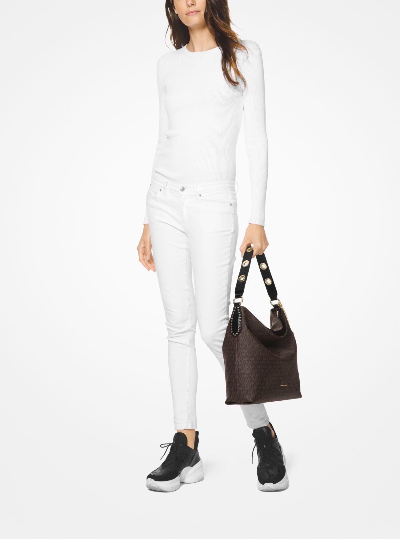 michael kors brooklyn large logo shoulder bolsa