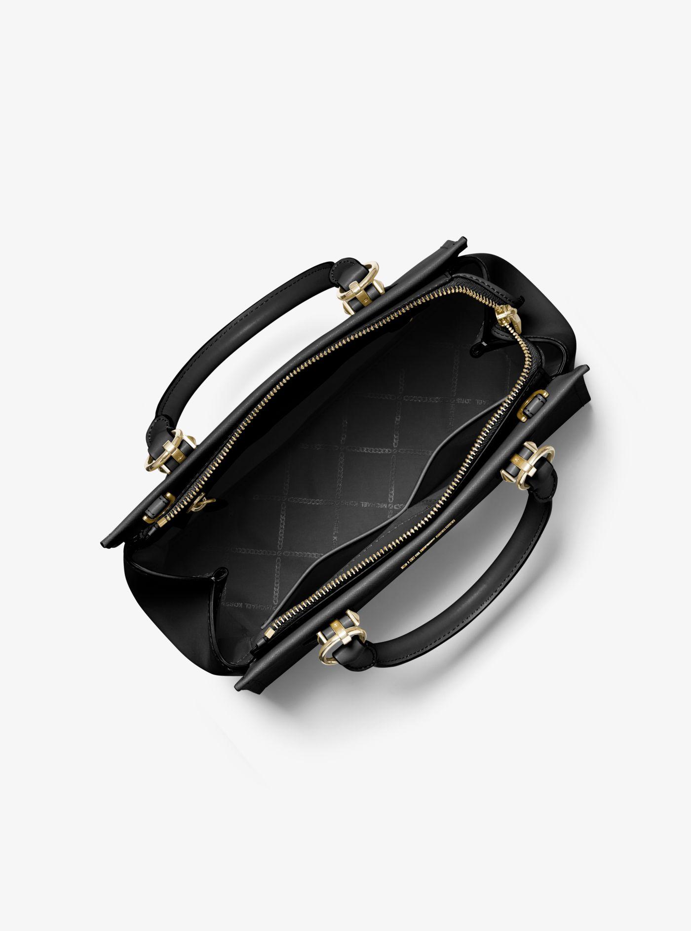 Michael Kors Marilyn Medium Saffiano Leather Satchel in Black | Lyst