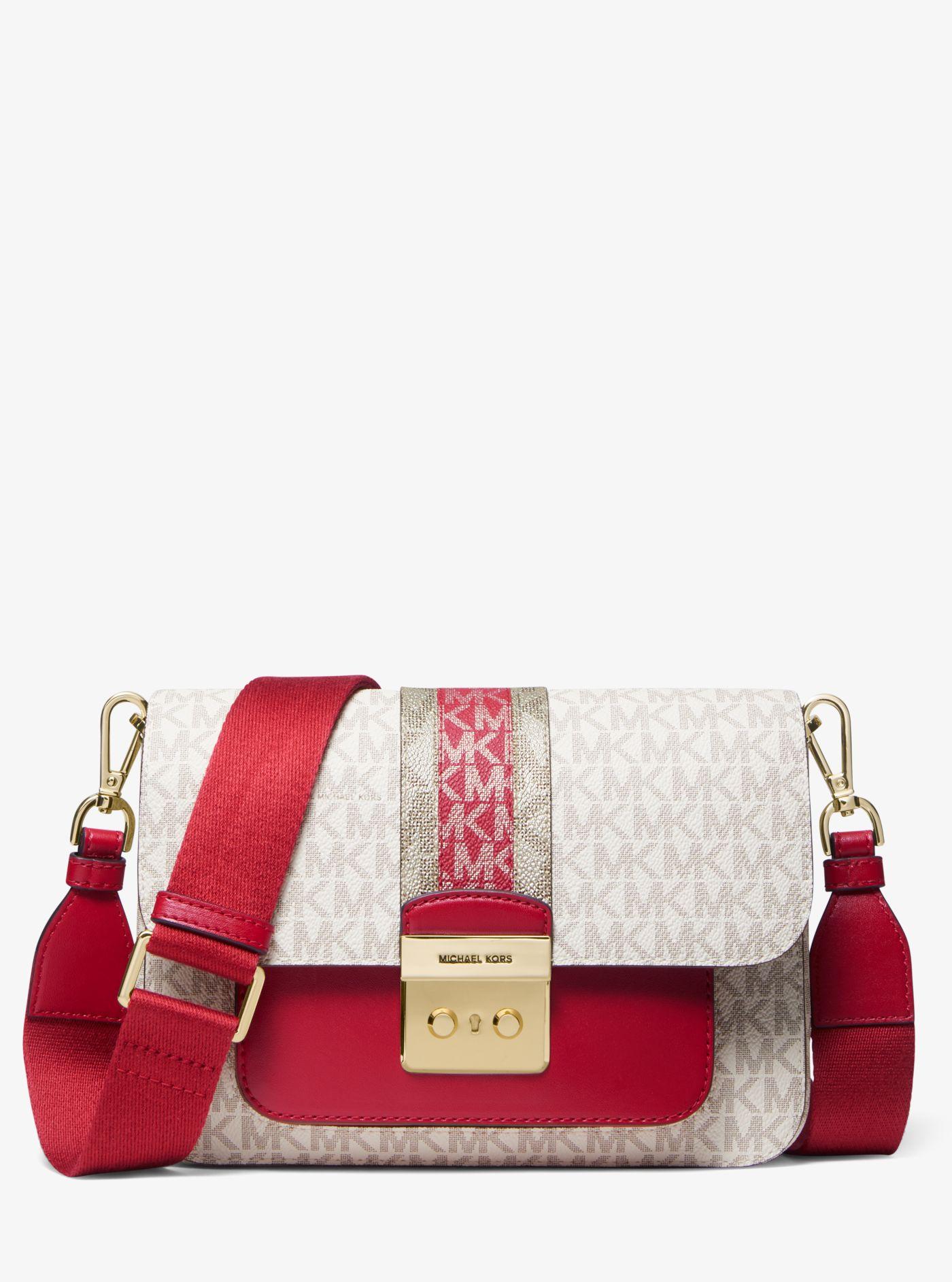 Descubrir 31+ imagen red and white michael kors purse