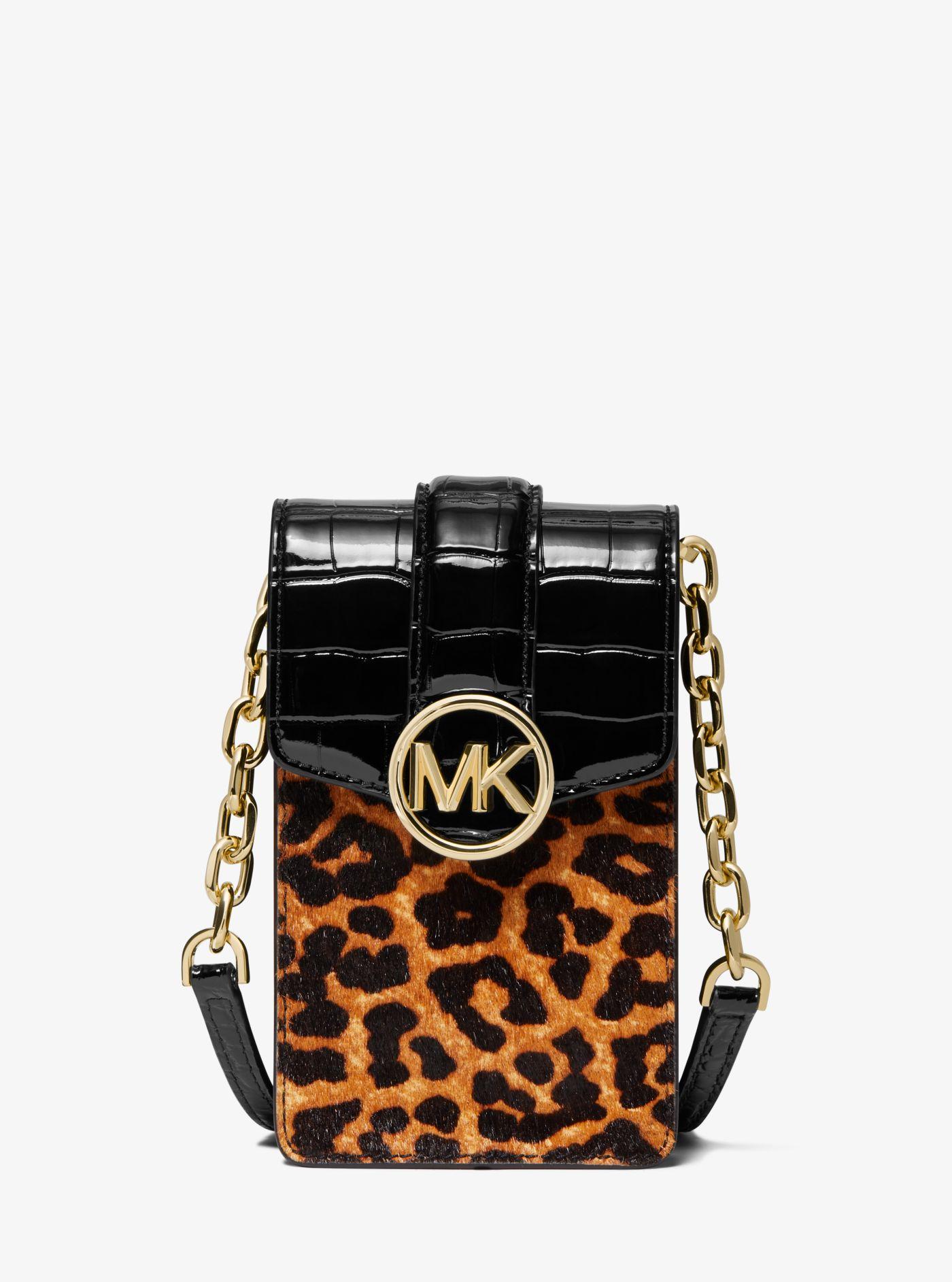 Michael Kors Carmen Small Printed Calf Hair And Crocodile Embossed Faux