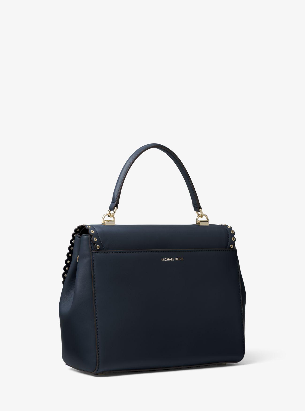 ava medium scalloped leather satchel