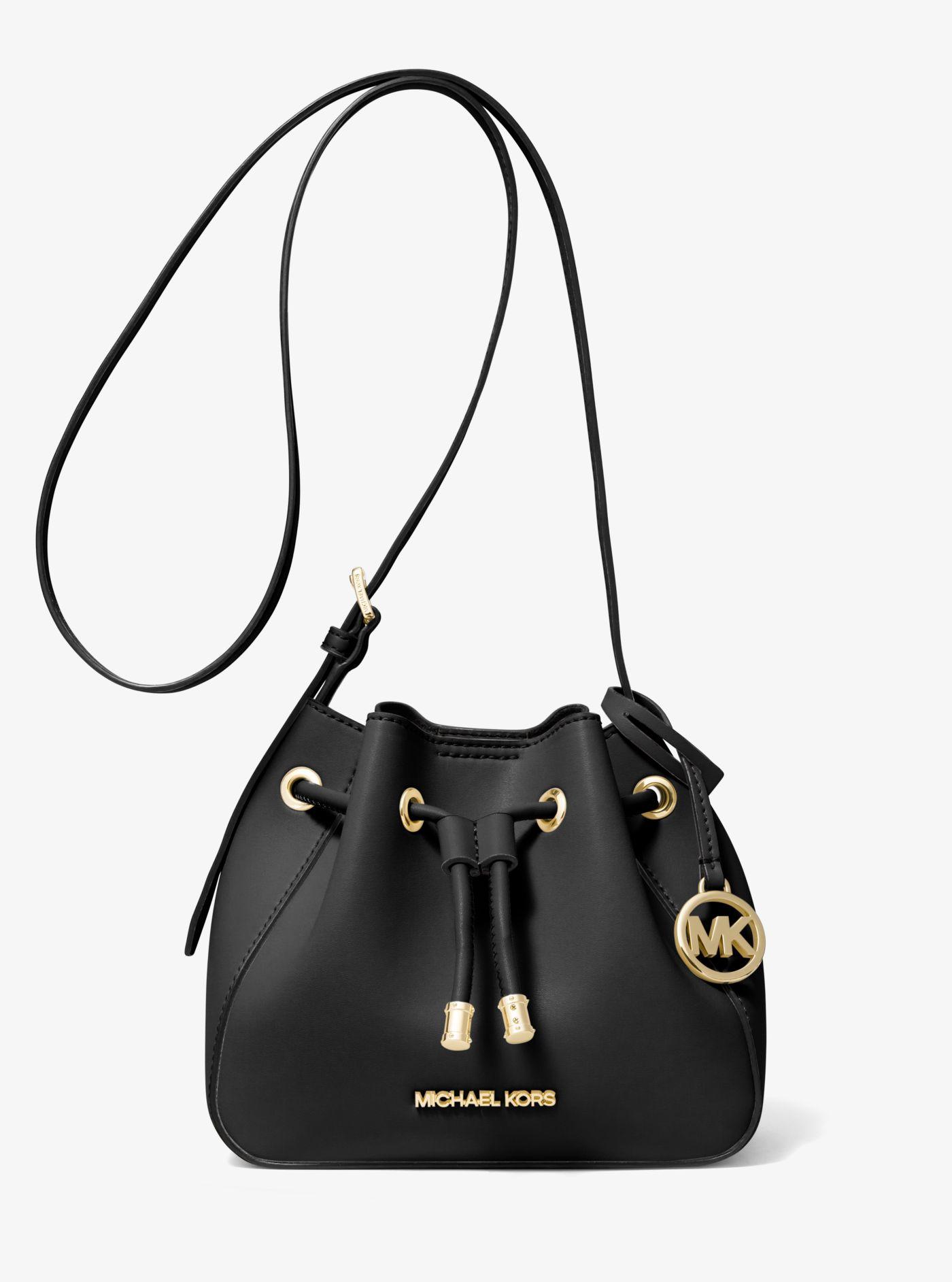Michael Kors Phoebe Small Faux Leather Bucket Bag in Black | Lyst