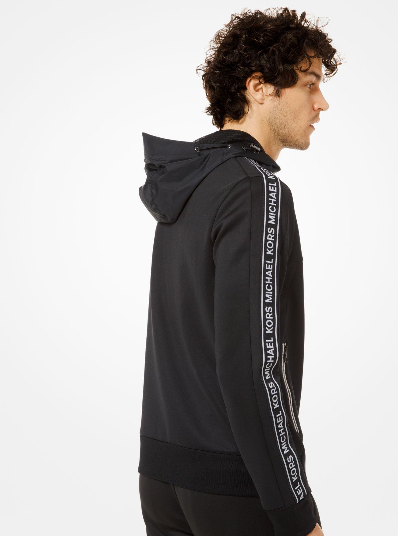 Michael Kors Synthetic Logo Tape Scuba Zip-up Hoodie in Black for Men - Lyst