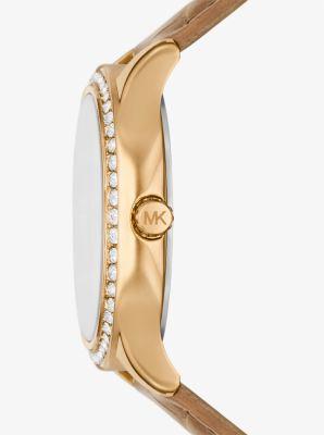 Michael Kors Mk Sage Pavé-Tone And Crocodile Embossed Leather  