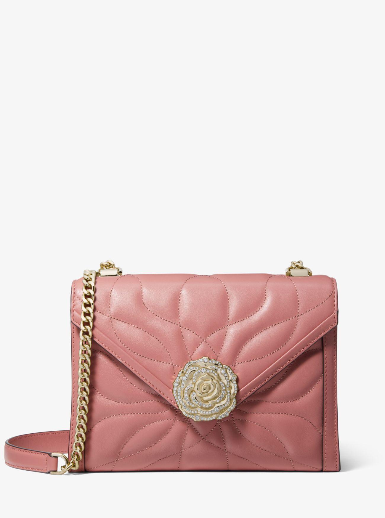 MICHAEL Michael Kors Whitney Large Petal Quilted Leather Convertible Shoulder Bag in Rose (Pink ...