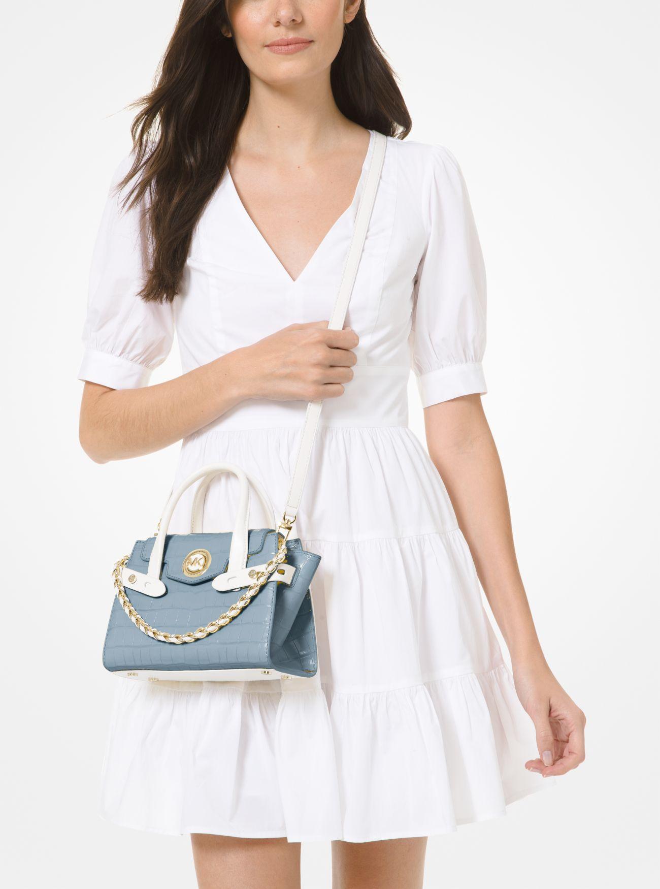 Très petit sac porté main Carmen en cuir bicolore à relief effet crocodile et à ceinture Très petit sac porté main Carmen en cuir bicolore à relief effet crocodile et à ceinture