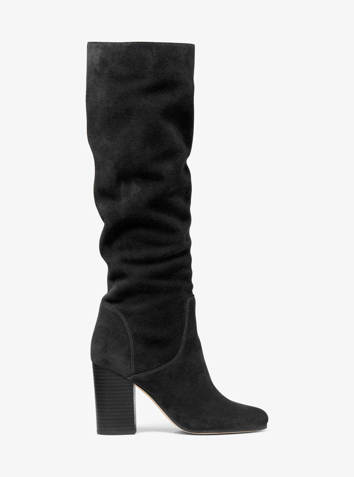 Michael Kors Leigh Suede Boot in Black - Lyst