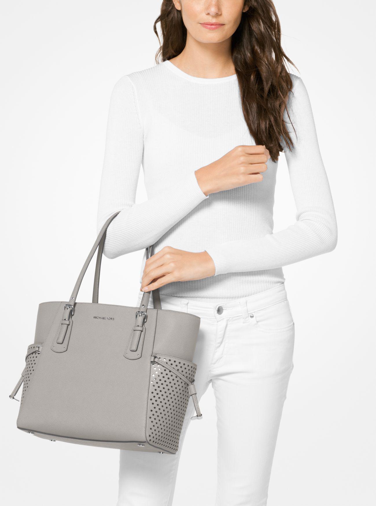 michael kors voyager small crossgrain leather tote