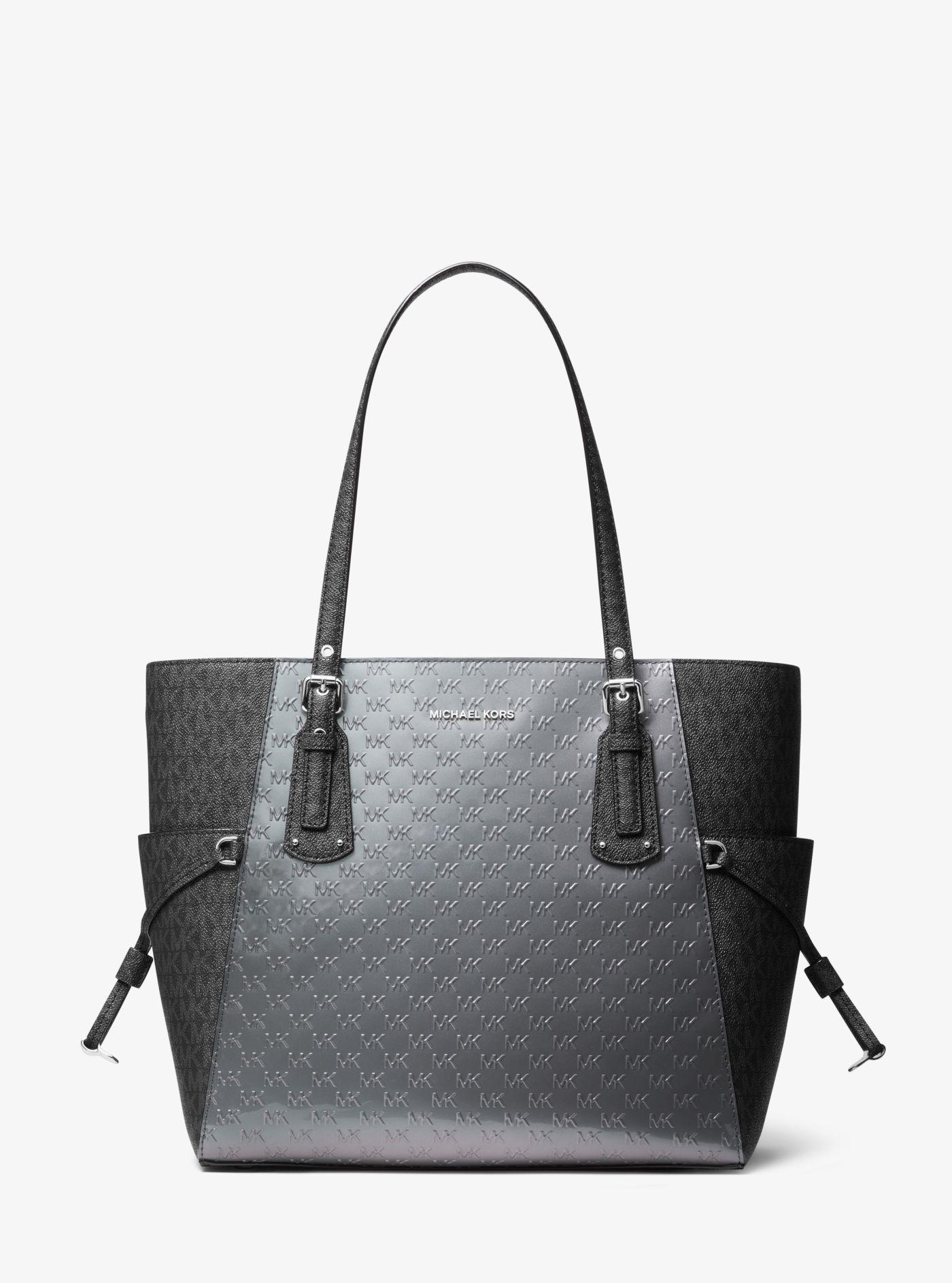 Michael Kors Voyager Small Embossed Patent Leather And Logo Tote Bag in ...