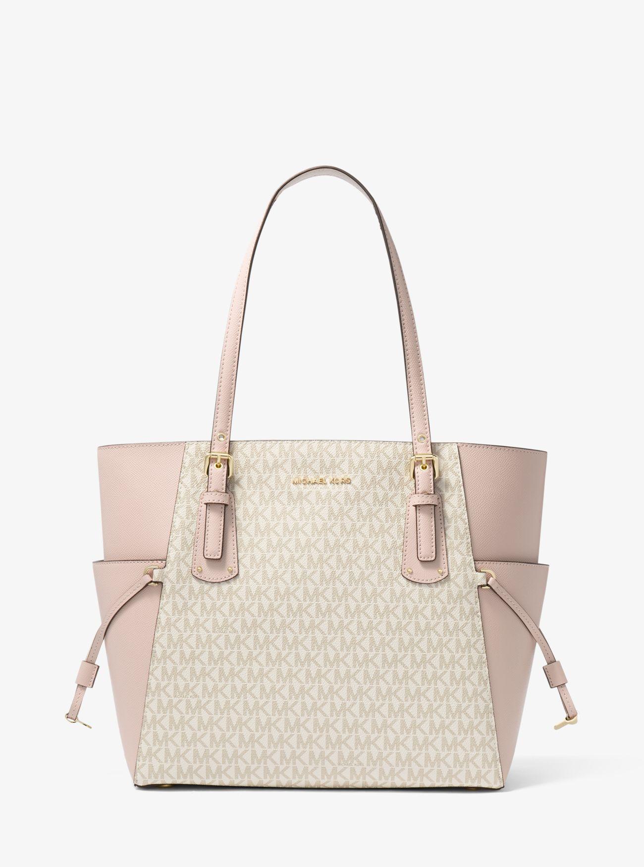 Michael Kors Leather Voyager Small Logo Tote Bag in Pink - Lyst