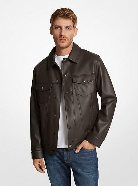 Michael kors leather jacket mens sales