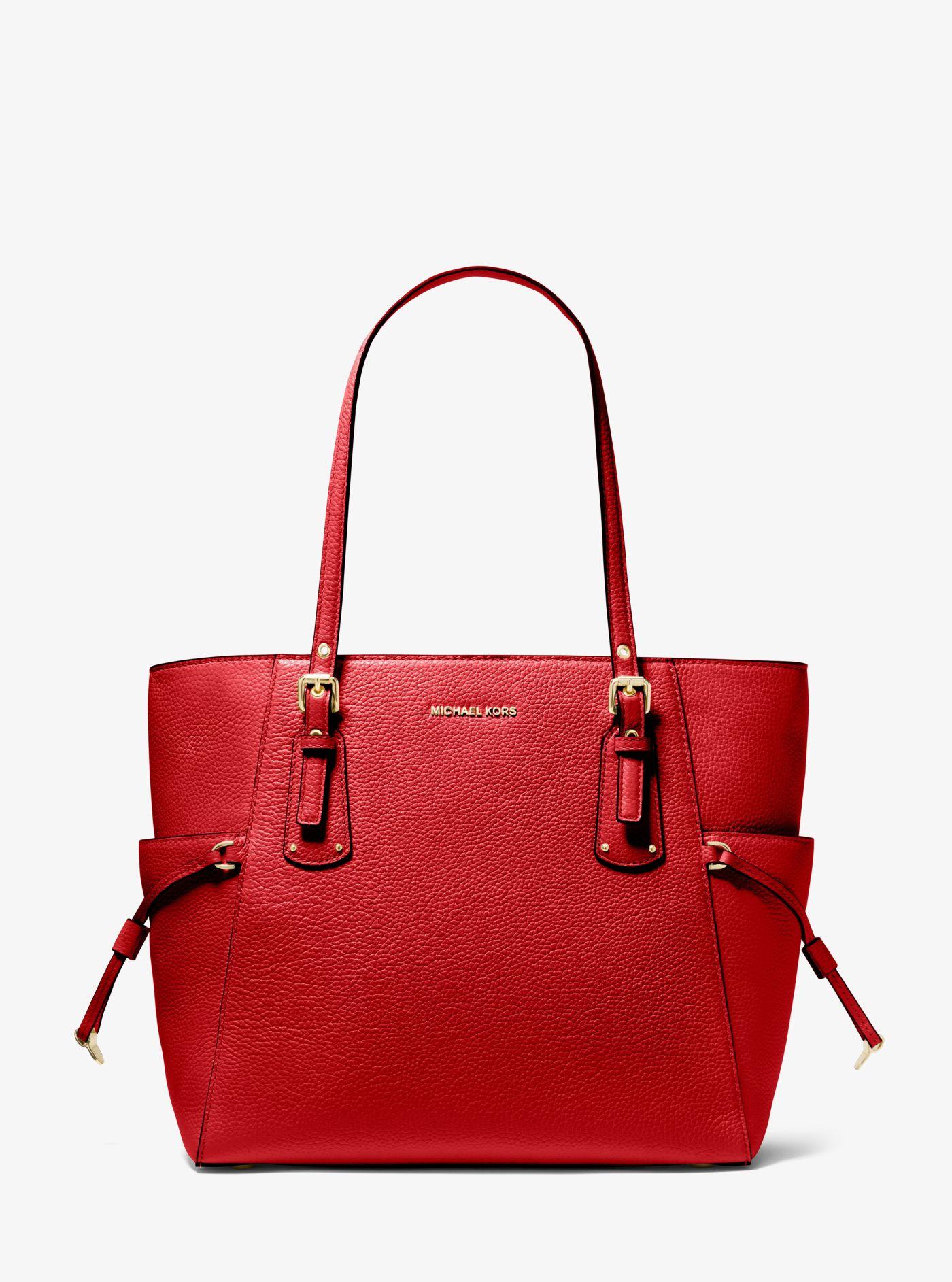Michael Kors Voyager Small Pebbled Leather Tote Bag in Red | Lyst