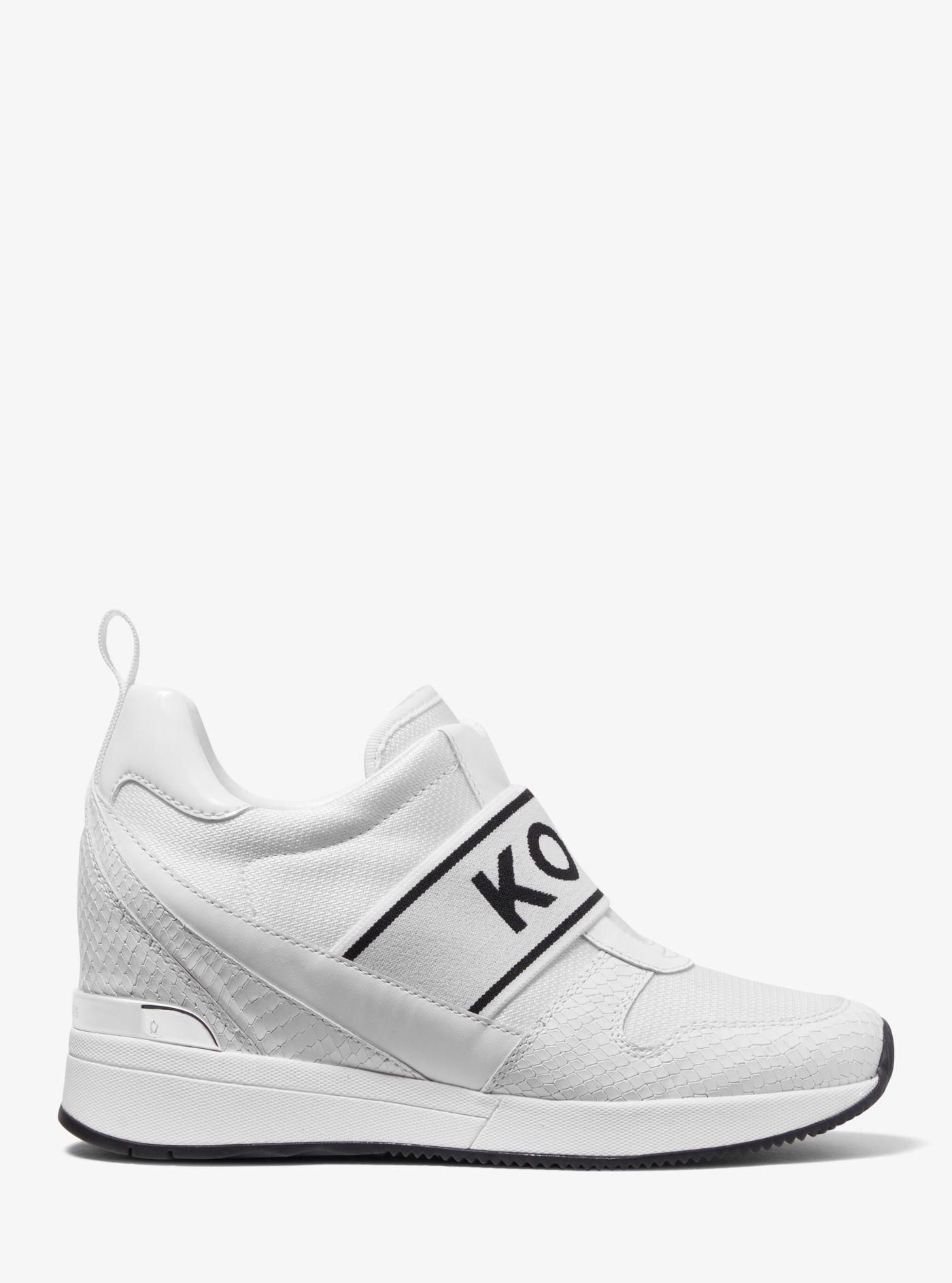 Michael Kors Maven Mixed-media Slip-on Trainer in White | Lyst