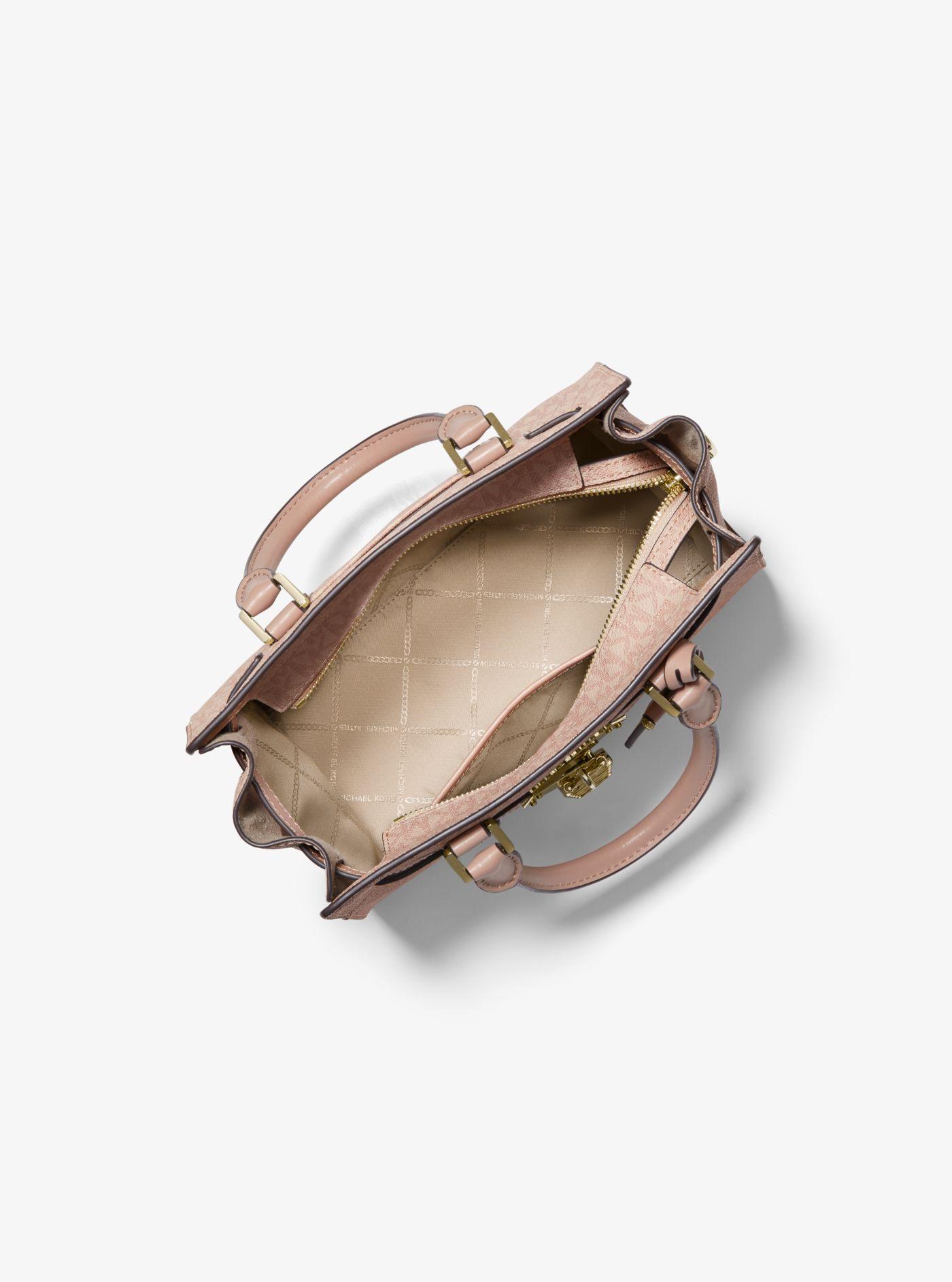 michael kors nouveau hamilton small logo and leather satchel