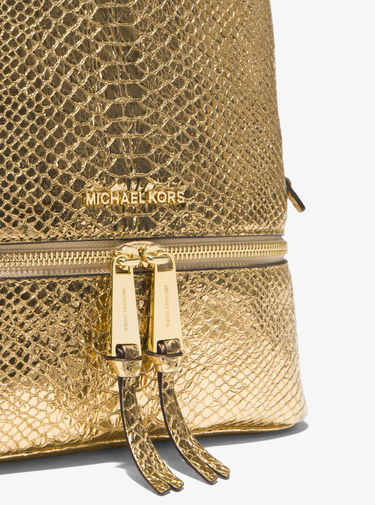Michael Kors Rhea Medium Metallic Embossedleather Backpack Lyst