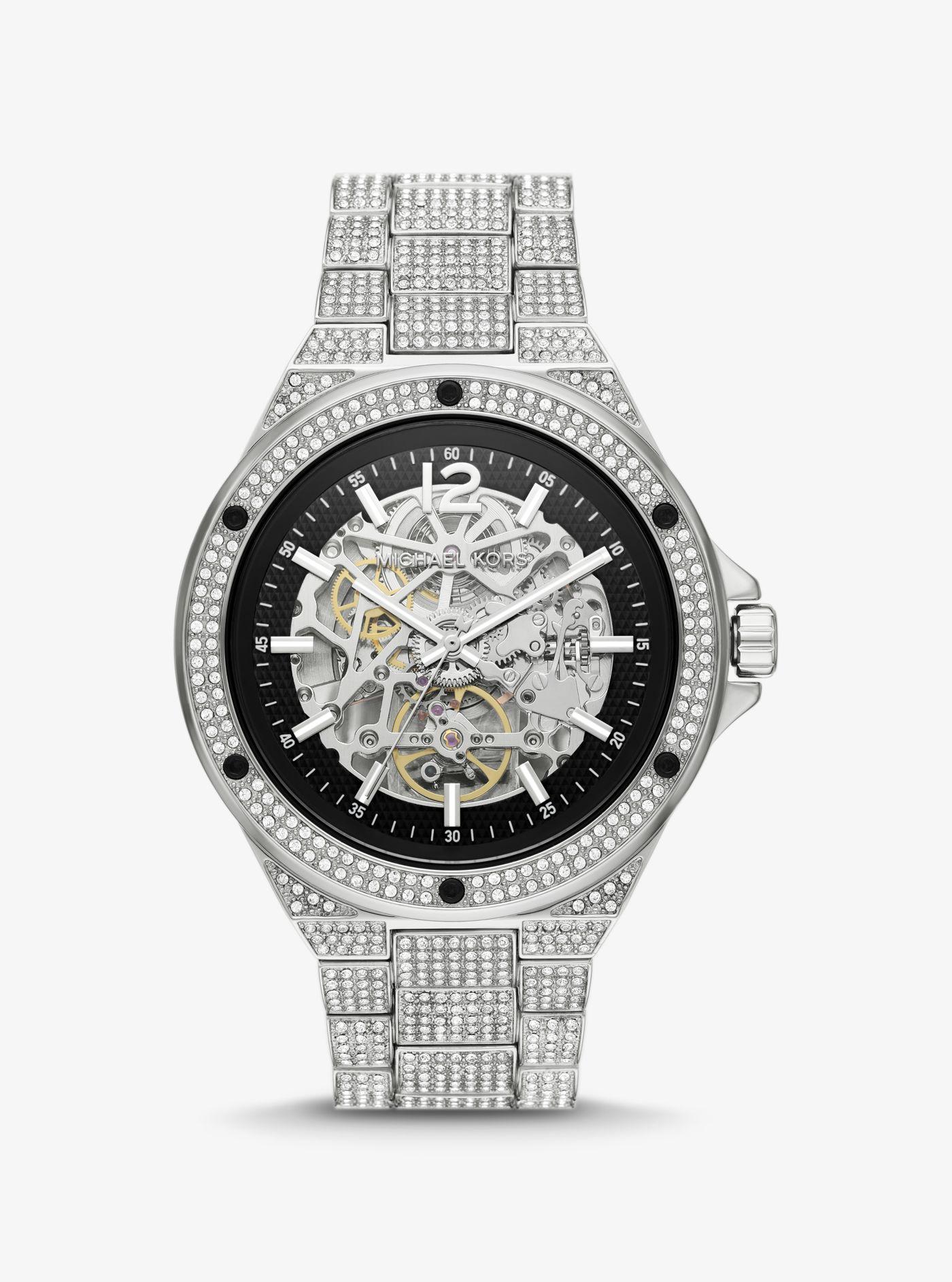 Michael Kors Limited-edition Oversized Lennox Pavé Silver-tone Watch in  Gray | Lyst