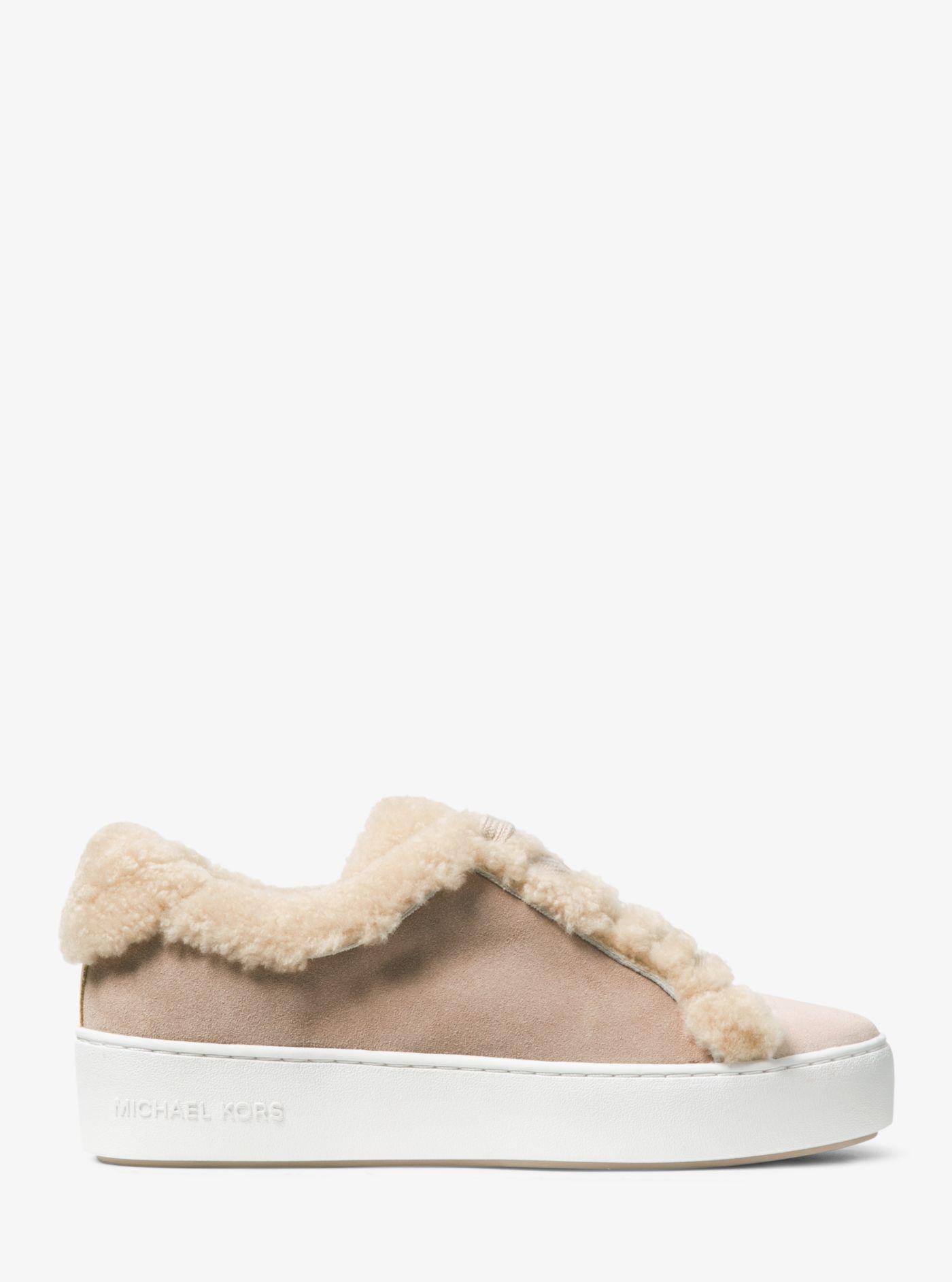 poppy suede and shearling sneaker