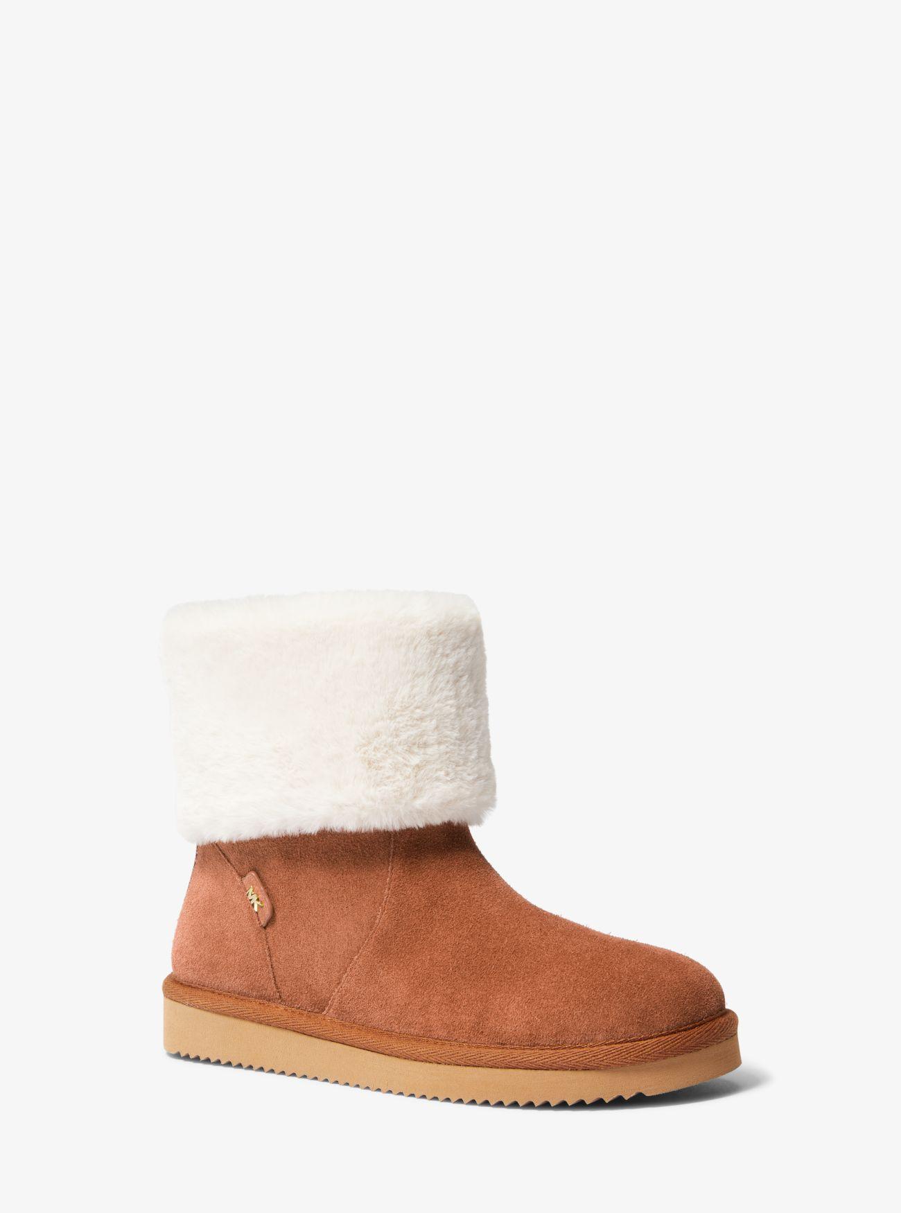Michael Kors Julia Faux Fur Trim Suede Boot in White Lyst UK