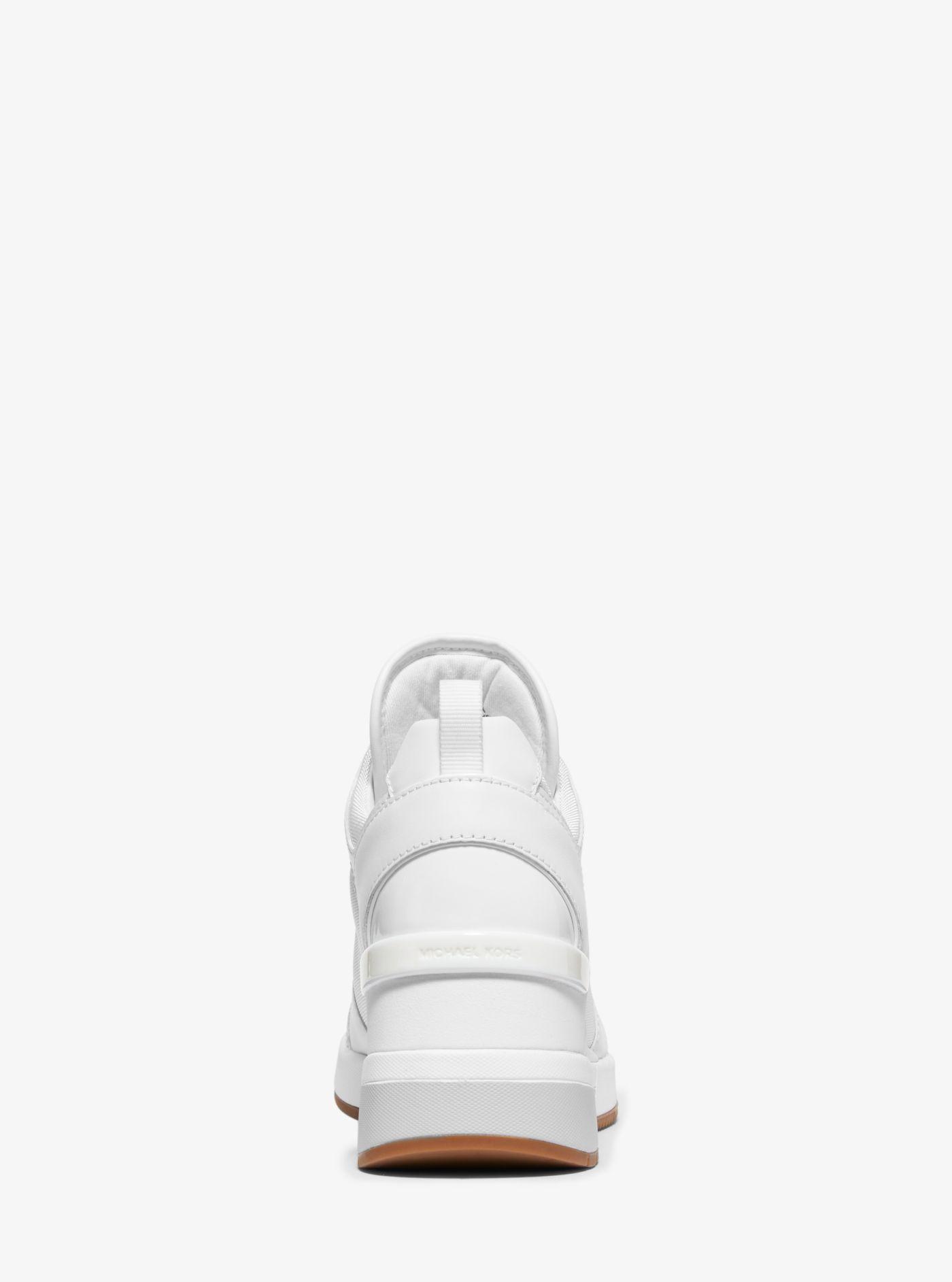 georgie canvas and embossed leather trainer