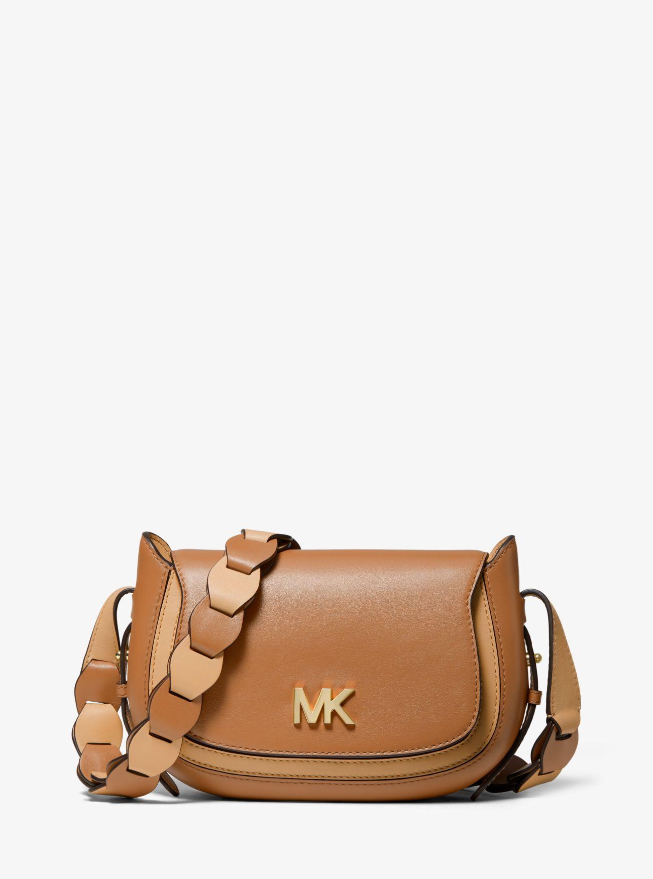 Michael Kors Jolene Small Two-tone Leather Saddle Bag in Brown - Lyst