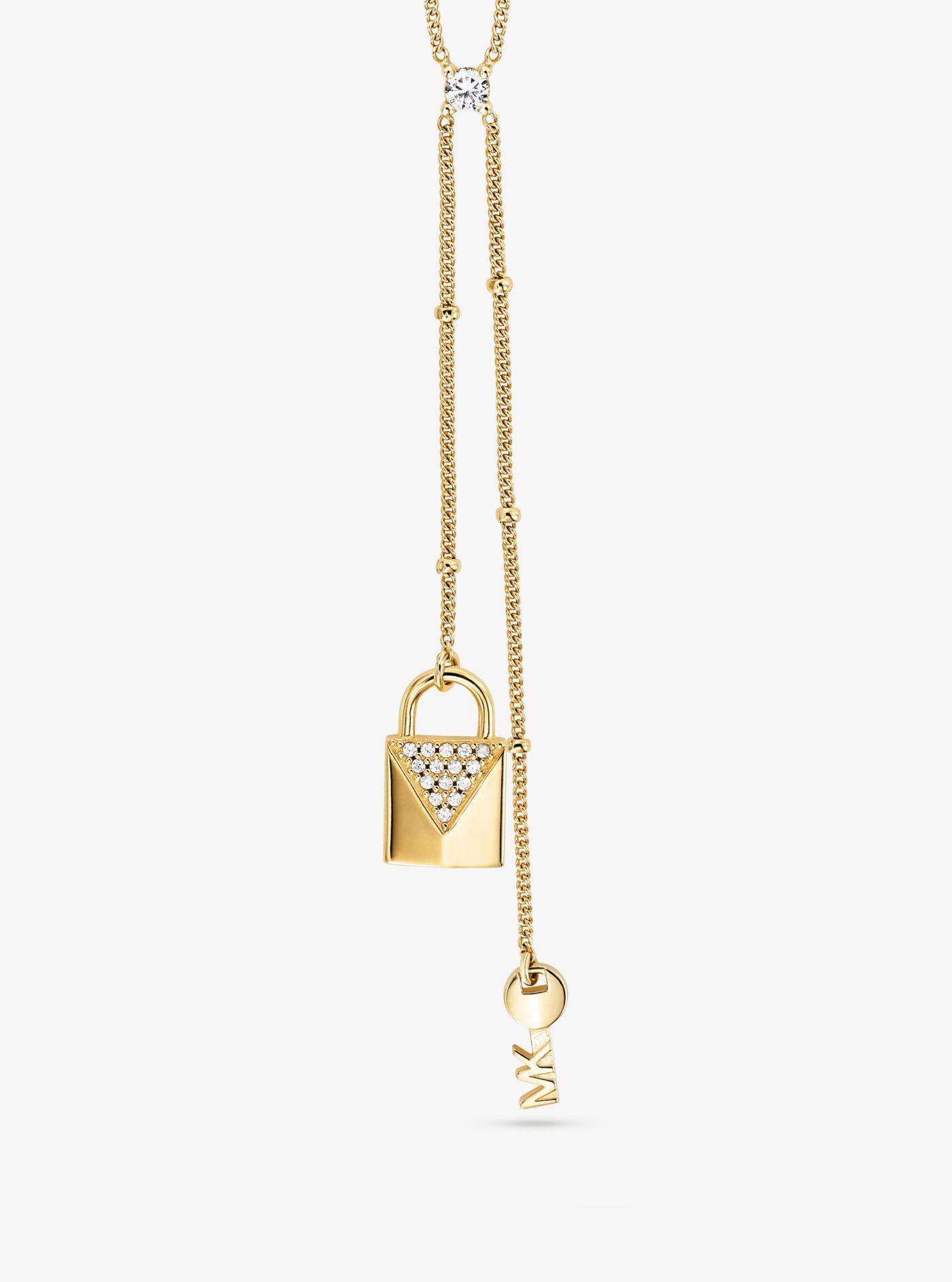 Michael Kors Lasso-Halskette aus Sterlingsilber mit Edelmetallbeschichtung  und mit Schloss- und Schlüsselanhänger in Mettallic | Lyst DE