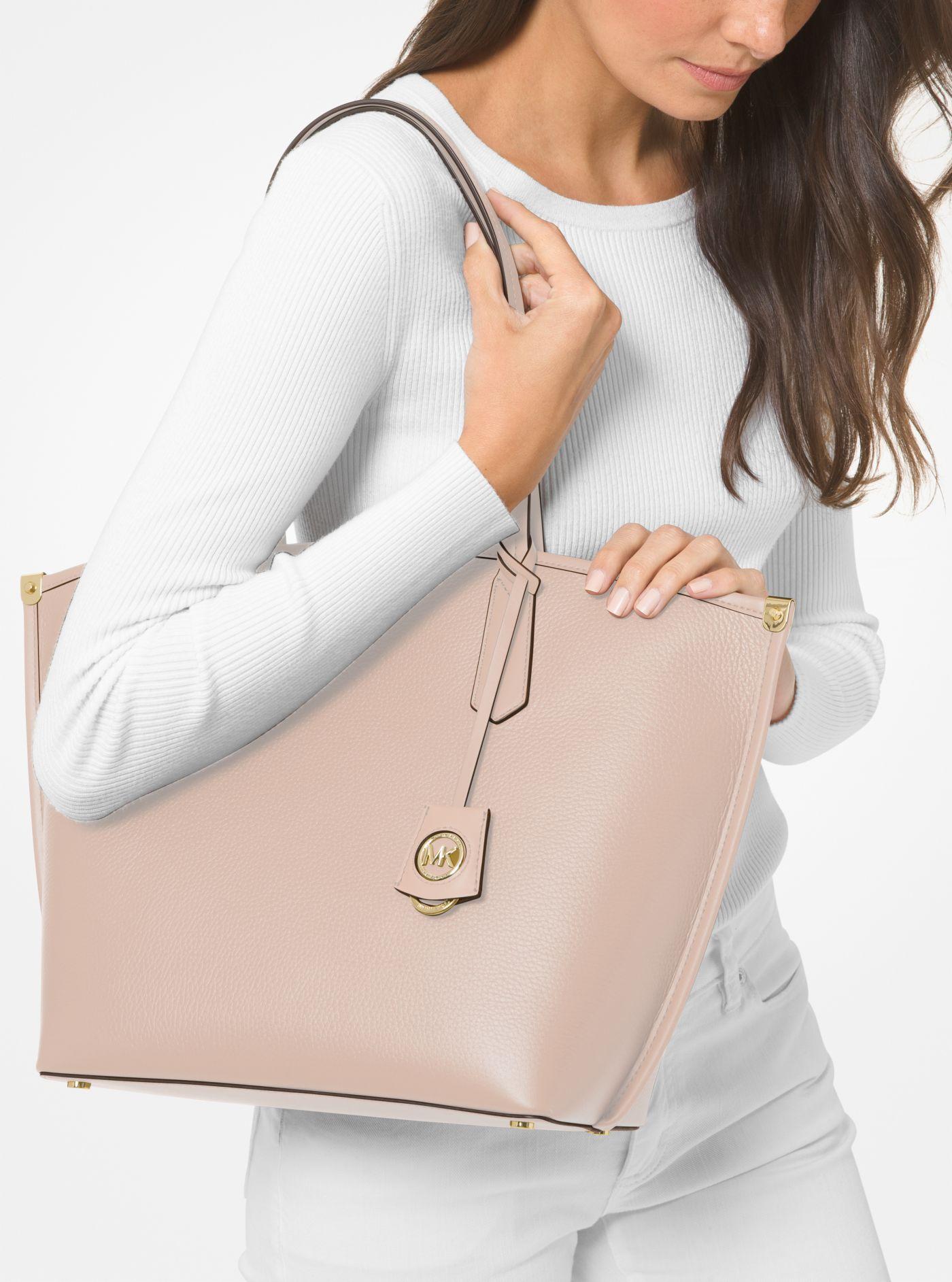 Michael Kors Jane Large Pebbled Leather Tote Bag in Pink | Lyst