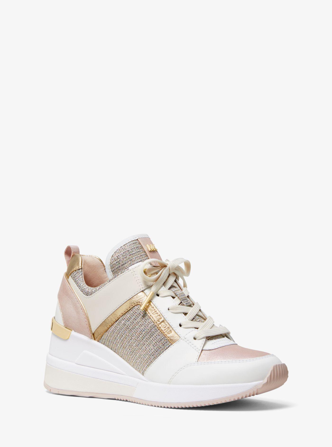 Michael Kors Georgie Leather And Chain-mesh Trainer | Lyst
