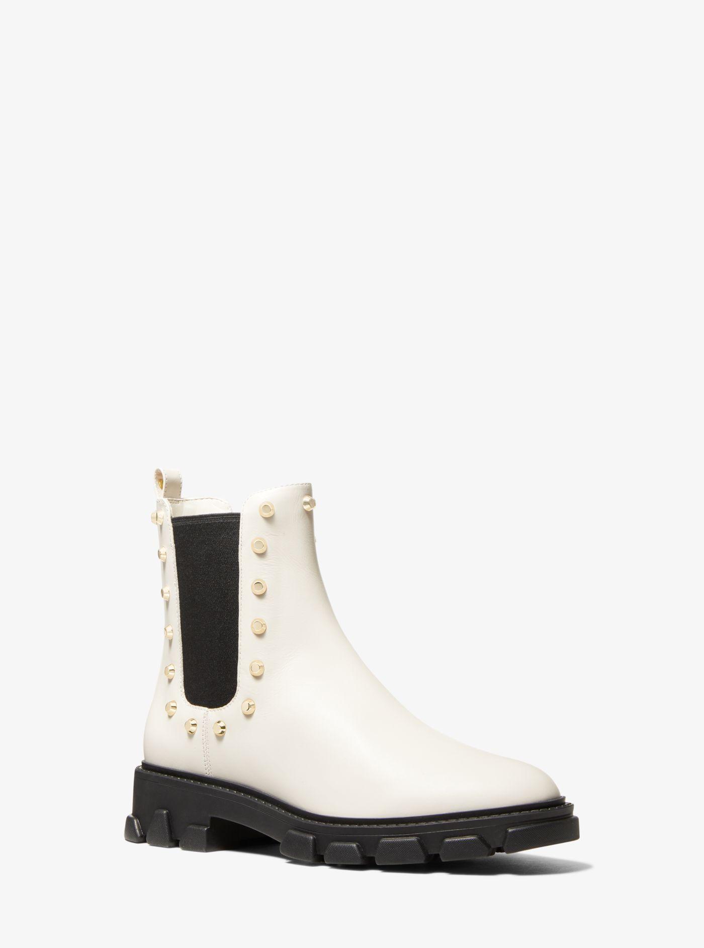 Michael Kors Ridley Astor Stud Leather Boot in White | Lyst