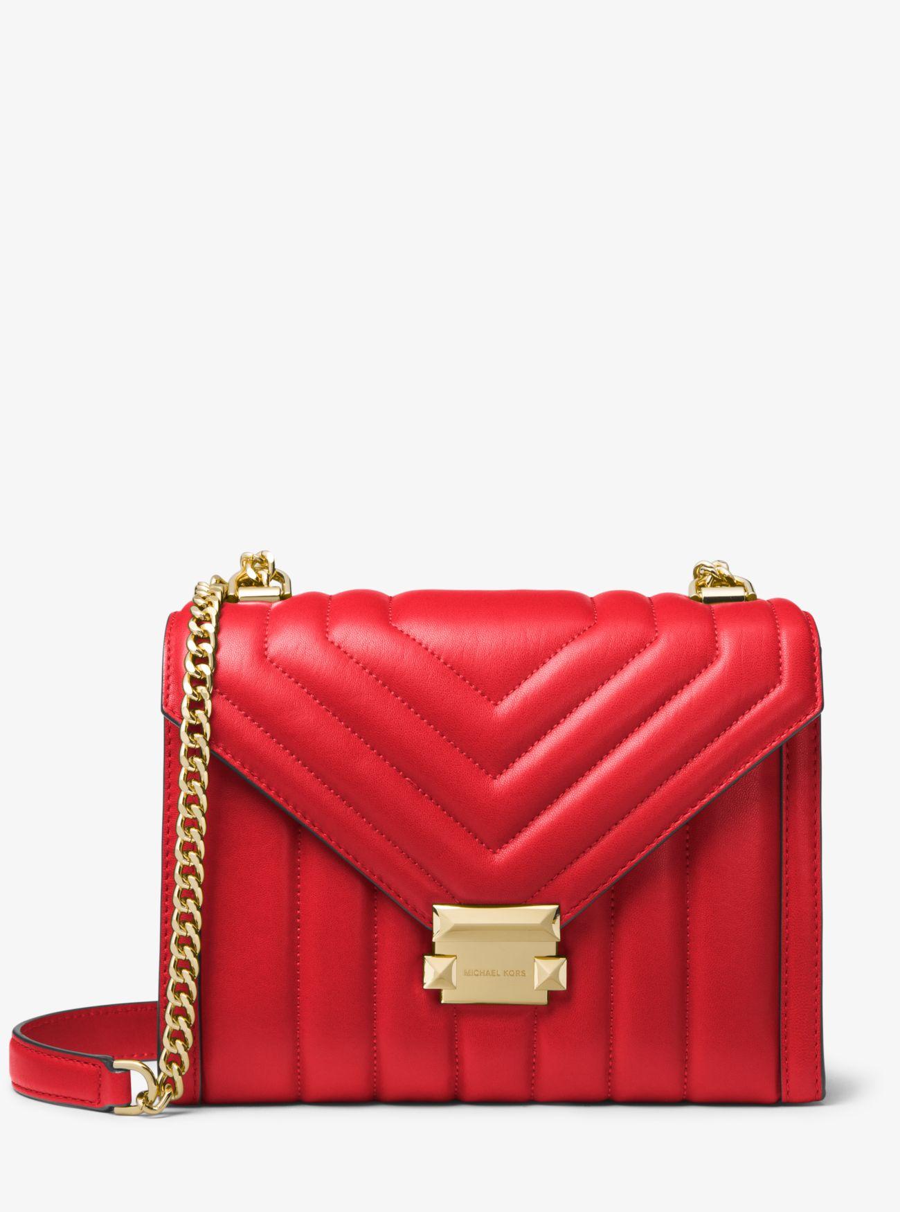 Michael Kors Whitney Large Quilted Leather Convertible Shoulder Bag in Red - Lyst