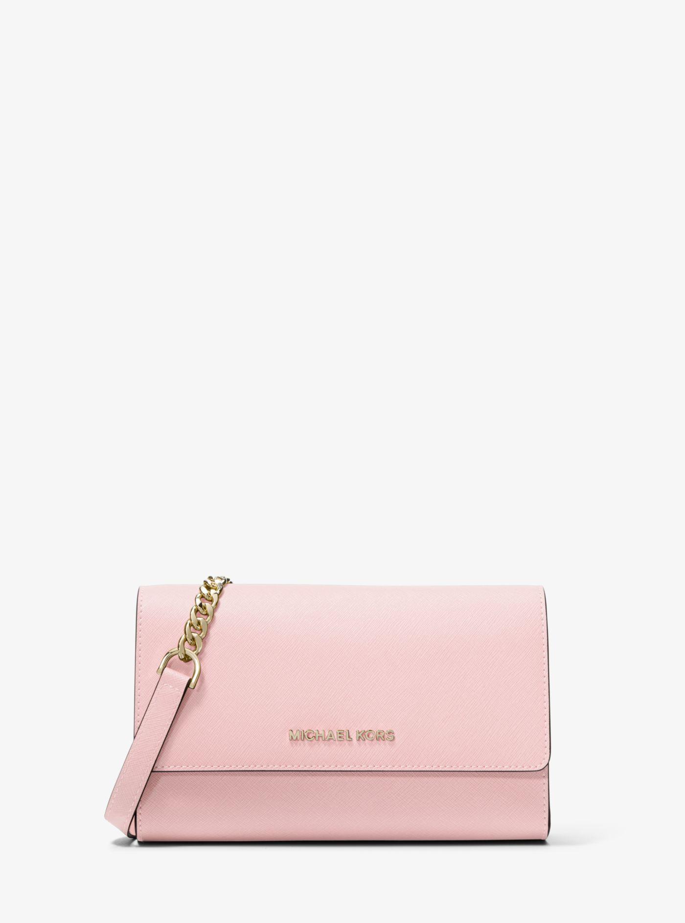 Michael Kors Saffiano Leather 3-in-1 Crossbody in Pink | Lyst
